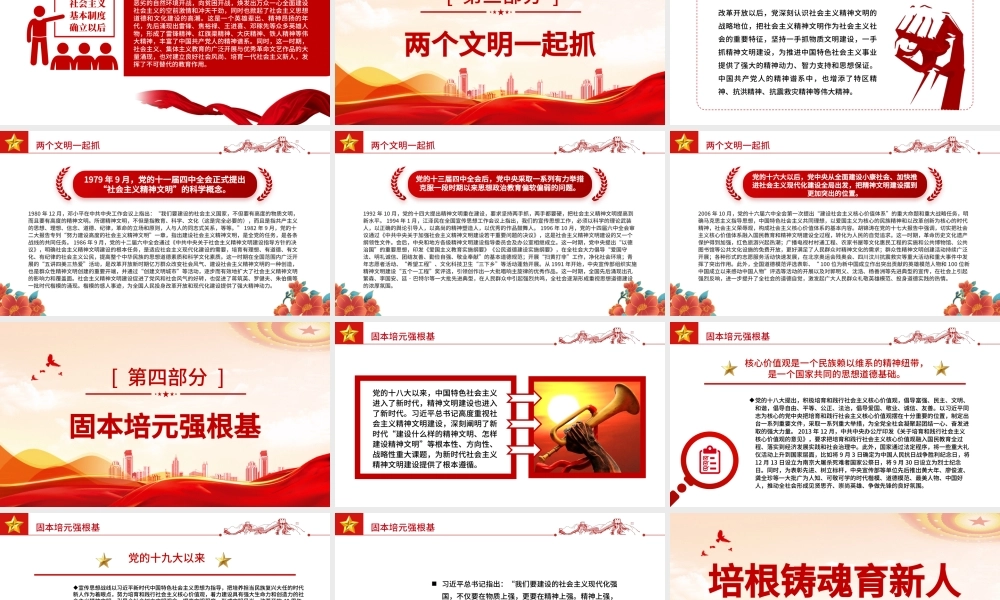 2022培根铸魂育新人PPT简约大气党建风深入学习中国共产党精神文明建设的百年历程党课党建课件.pptx