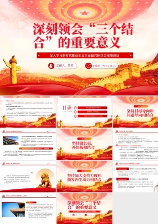 2023深刻领会“三个结合”的重要意义PPT党建风深入学习新时代推动东北全面振兴座谈会重要讲话专题党课课件模板__ .pptx