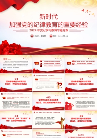 2024新时代加强党的纪律教育的重要经验PPT党纪学习教育专题党课课件.pptx