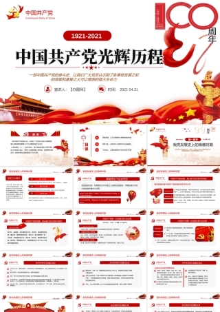 党政党建党课100周年七一党课光辉历程PPT动态模板党政党.pptx