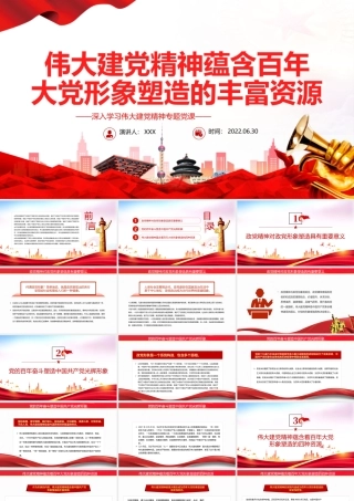 伟大建党精神蕴含百年大党形象塑造的丰富资源PPT党政风深入学习伟大建党精神专题党课课件模板.pptx