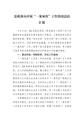 县税务局开展“一案双查”工作情况总结汇报.docx