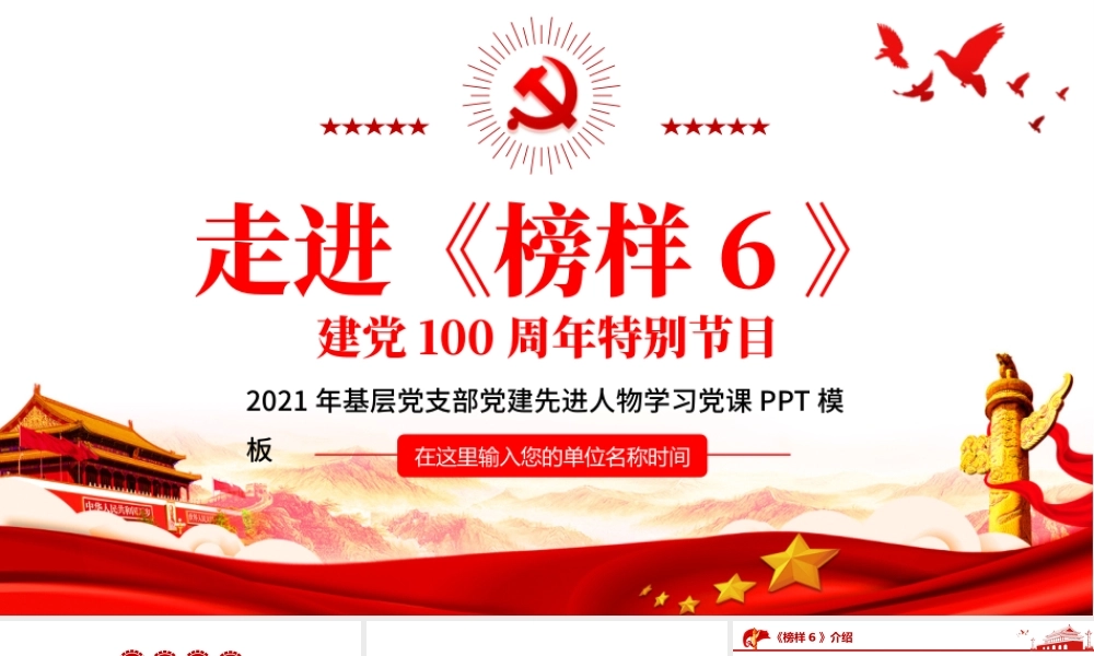 2021走进《榜样6》建党100周年特别节目PPT基层党支部党建先进人物学习党课模板.pptx