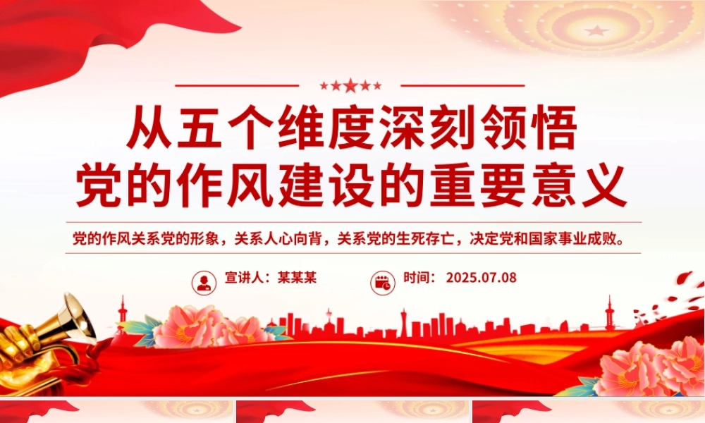 精品党课从五个维度深刻领悟党的作风建设的重要意义PPT下载.pptx