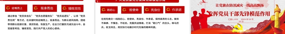 让党旗在防汛减灾一线高高飘扬 发挥党员干部先锋模范作用 PPT模板.pptx