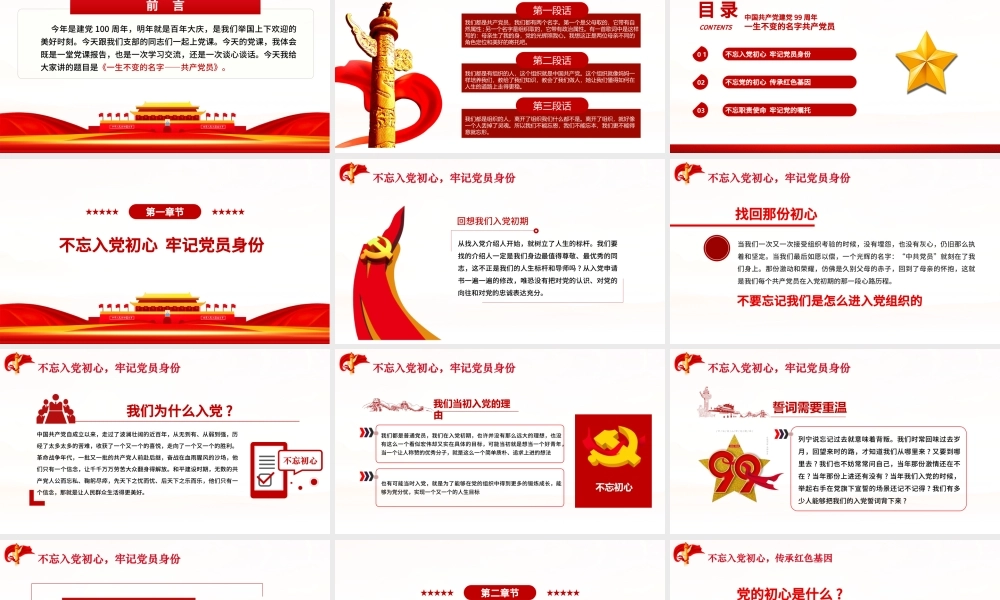 中国共产党建党100周年一生不变的名字共产党员ppt模板.pptx