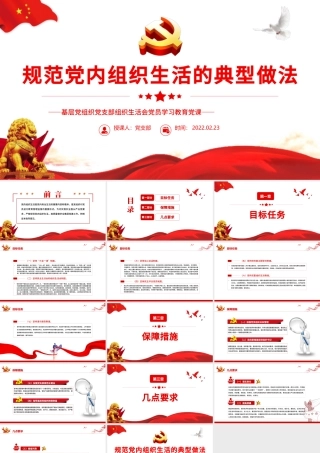 规范党内组织生活的典型做法PPT红色党政风基层党组织党支部组织生活会党员学习教育党课.pptx