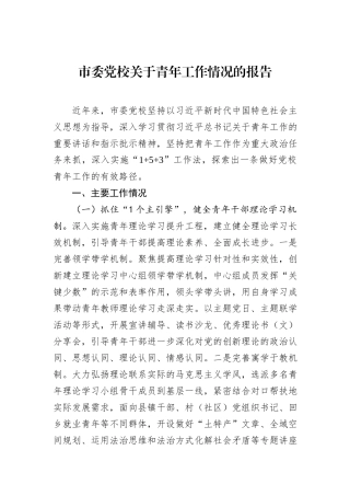 市委党校关于青年工作情况的报告.docx