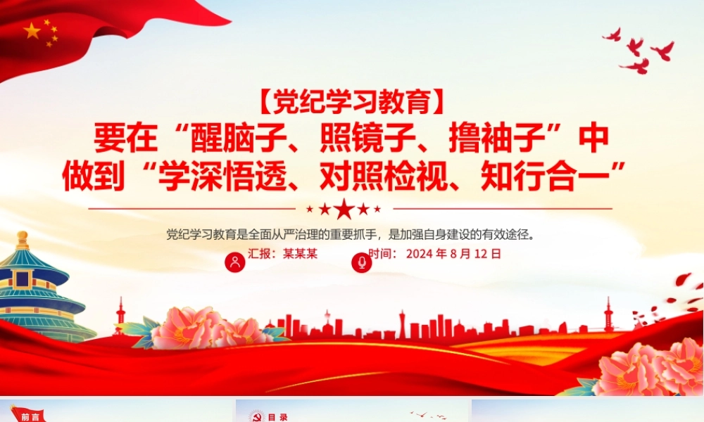 “学深悟透、对照检视、知行合一”PPT精美大气2024党纪学习教育课件模板.pptx