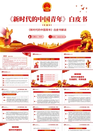 《新时代的中国青年》白皮书PPT红色党政风解读新时代的中国青年专题课件模板.pptx