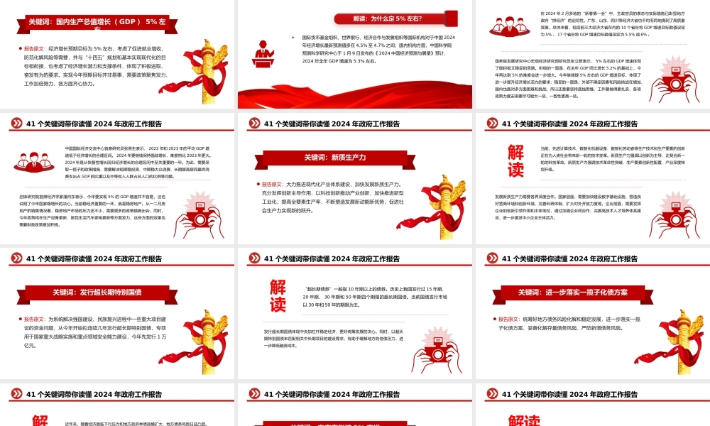 41个关键词2024年两会政府工作报告PPT红色精美两会精神学习党课课件.pptx