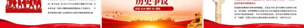 918事件91周年纪念日PPT党政风纪念918事件91周年勿忘国耻警钟长鸣党课课件模板.pptx