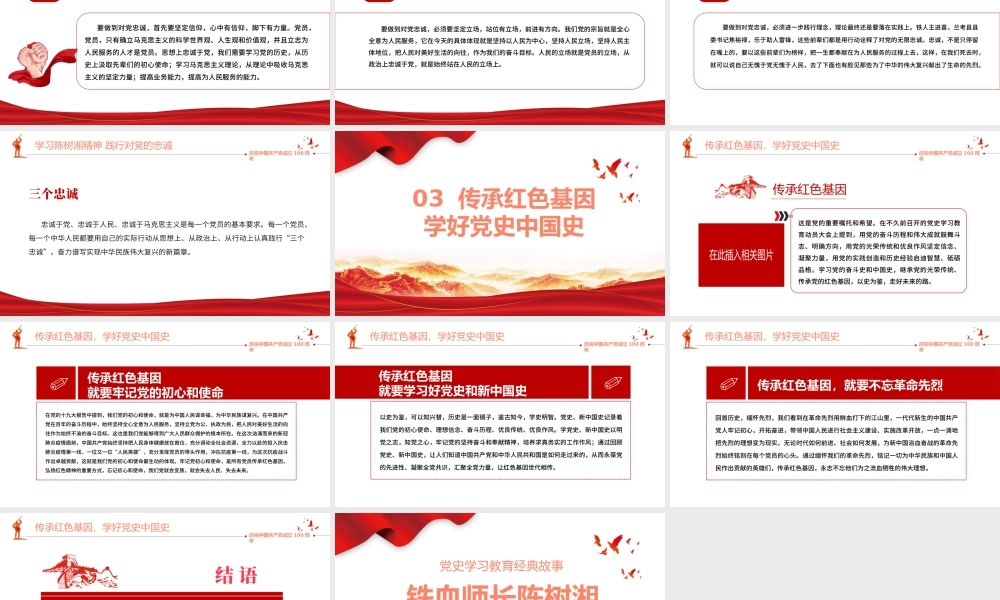 2021党史学习教育经典故事之铁血师长陈树湘PPT建党100周年党史学习专题党课课件模板.pptx