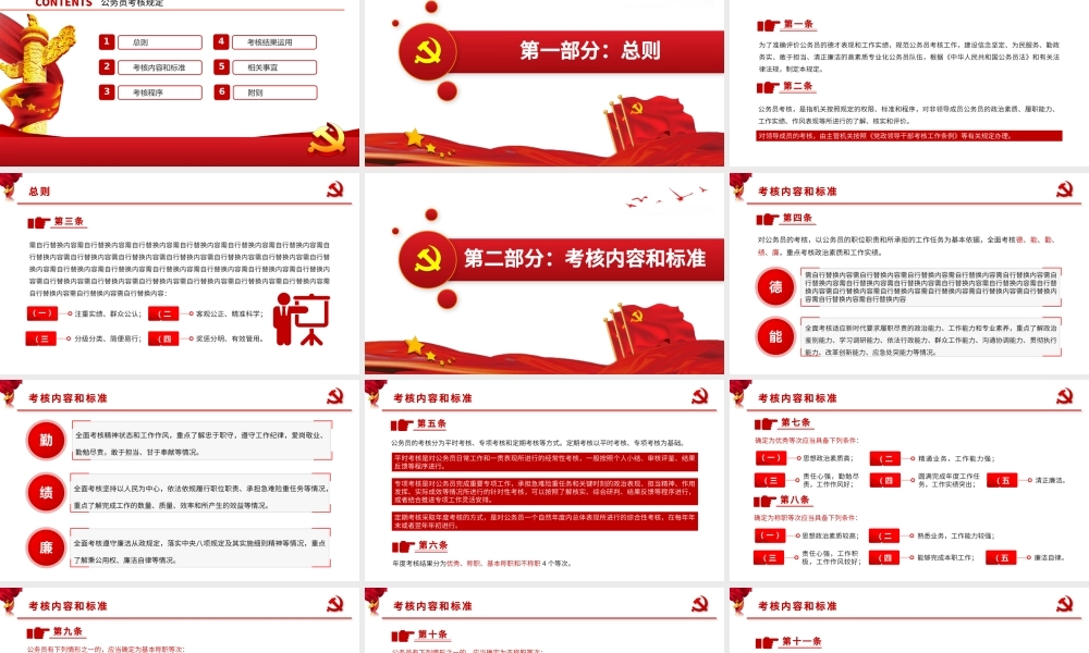 2021公务员考核规定德才表现工作业绩评价红色党政工作PPT模板.pptx