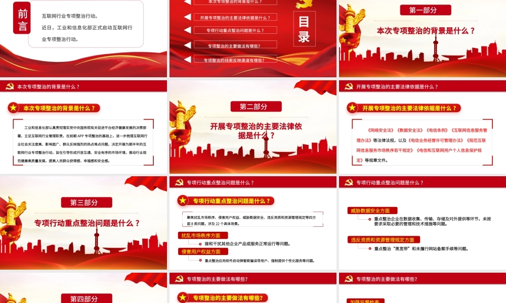 2021互联网行业专项整治行动红色中国风党政PPT模板.pptx