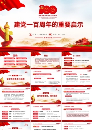 2021建党一百周年的重要启示PPT建党百年党员教育培训专题党课课件.pptx