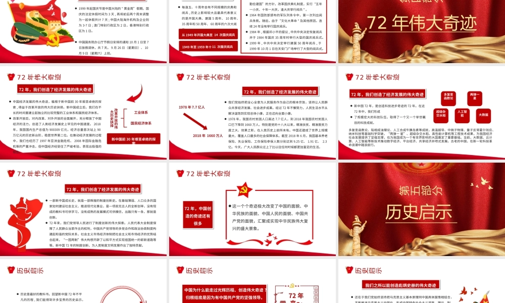 2021建国72周年PPT红色喜庆盛世华诞锦绣中华迎十一庆国庆爱国主义教育党课课件.pptx