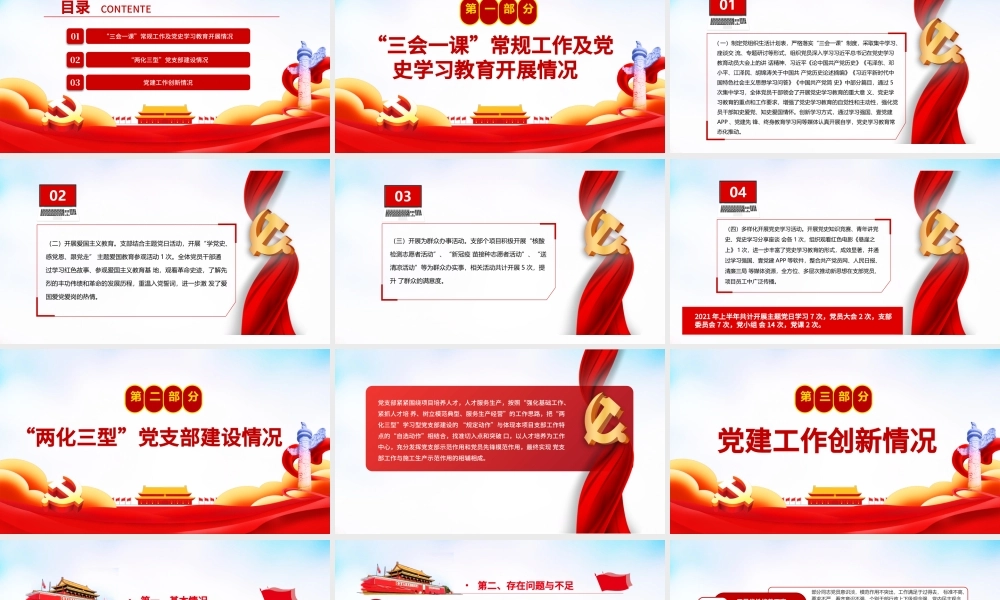 2021年度党史学习教育情况汇报PPT红色大气党史学习教育的开展情况存在问题及建议专题党课课件.pptx