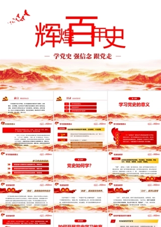 2021庆祝建党一百周年七一建党节简约辉煌百年史PPT.pptx