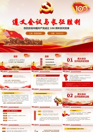 2021庆祝中国共产党100周年系列党课遵义会议与长征胜利PPT.pptx