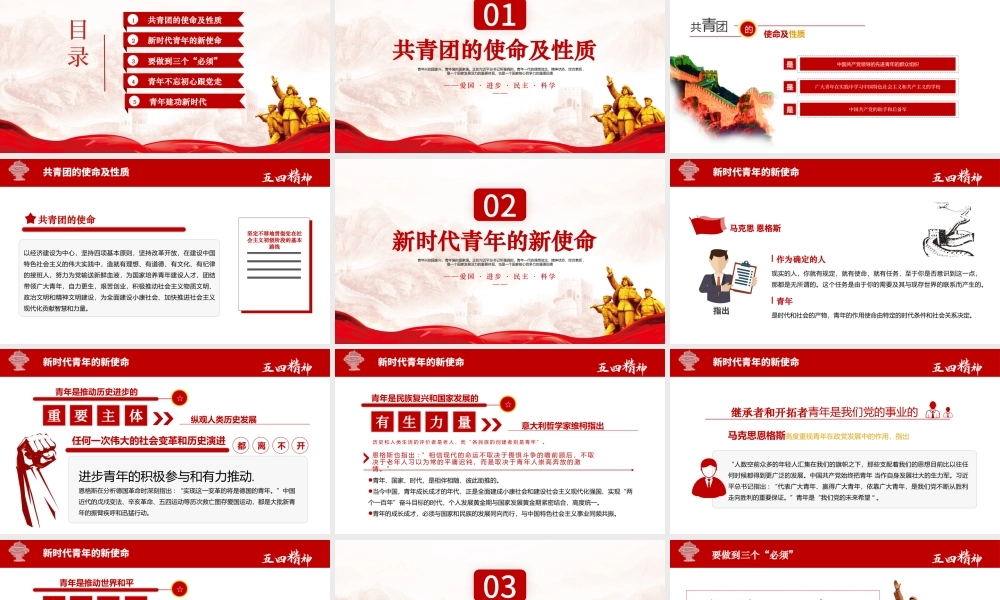2021五四精神学习纪念五四运动青春跟党走建功新时代PPT.pptx
