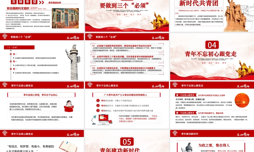 2021五四精神学习纪念五四运动青春跟党走建功新时代PPT.pptx