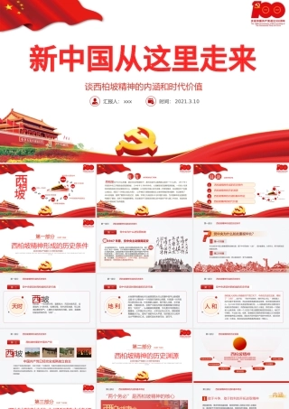2021新中国从这里走来PPT关于谈西柏坡精神的内涵和时代价值专题系列党课课件模板下载.pptx