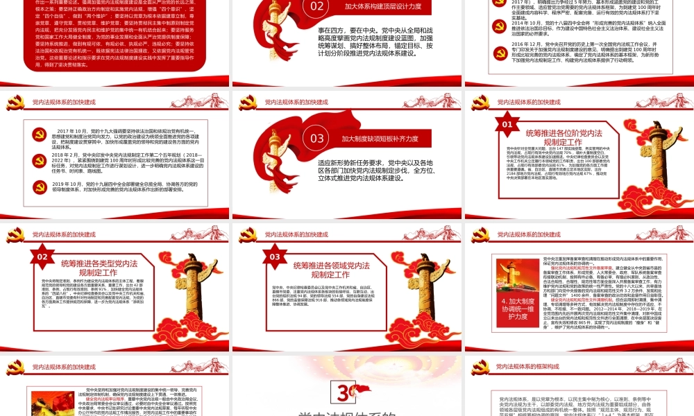 2021学习中国共产党党内法规体系PPT党建风党内法规进基层从严治党依规治党党课课件模板.pptx