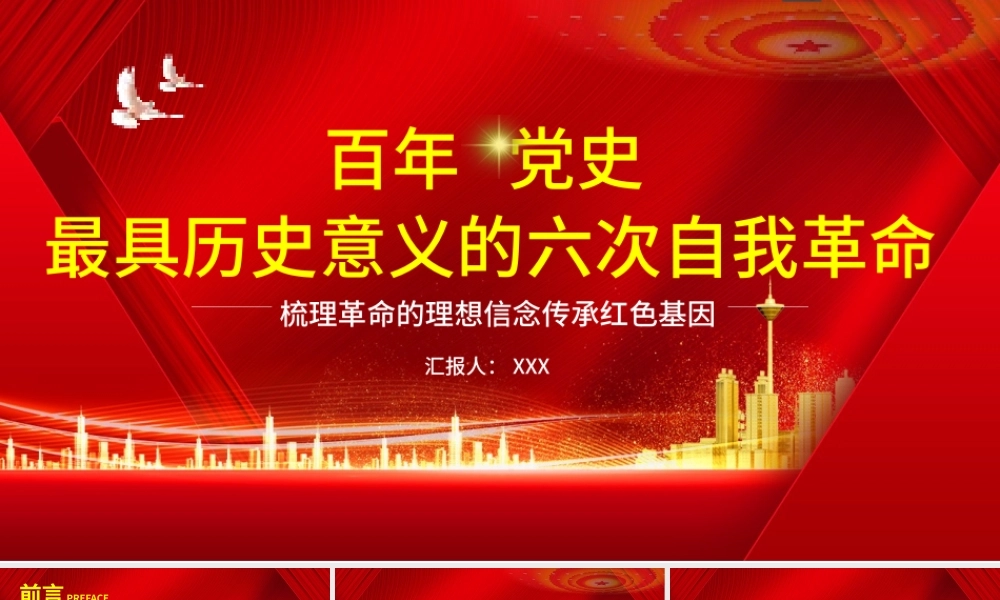 2021最具历史意义的六次自我革命PPT建党100周年专题辅导党课课件PPT模板.pptx