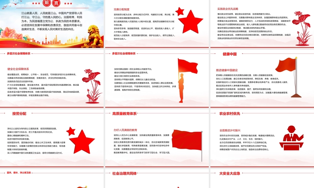 2022报告中的民生温度9组关键词PPT红色党政风党员干部学习教育专题党课党建课件模板.pptx