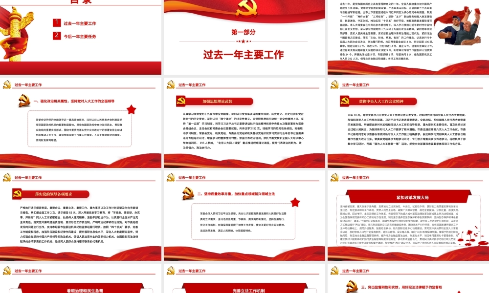 2022常务委员会工作报告PPT红色精品党员干部年终述职报告专题党课课件模板.pptx