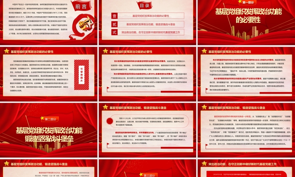 2022充分发挥基层党组织的政治功能PPT大气党建风党员干部学习教育专题党课党建课件.pptx