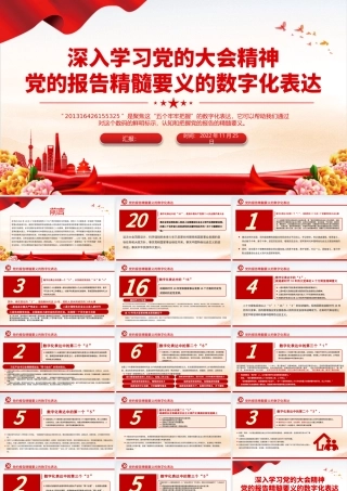 2022党的报告精髓要义的数字化表达PPT红色精美风党员干部深入学习党的大会精神专题党建党课课件模板.pptx