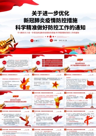 2022红色精美风关于进一步优化新冠肺炎疫情防控措施科学精准做好防控工作的通知PPT专题党课课件模板.pptx