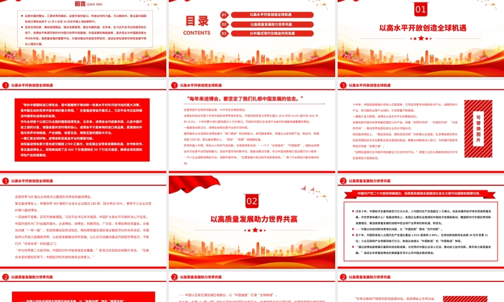 2022汇聚全球开放合作的蓬勃力量PPT红色精美第五届进博会的世界期待专题党课党建课件.pptx