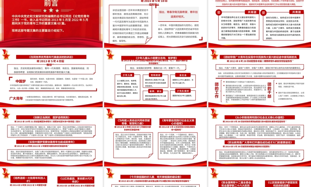 2022论党的青年工作PPT简约大气党政风论党的青年工作专题党建党课学习课件模板.pptx