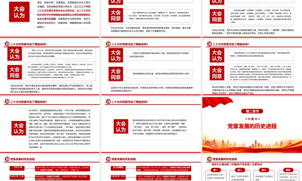 2022哪些新内容写入了党章PPT红色简洁风关于《中国共产党党章（修正案）的决议专题党课党建课件模板.pptx