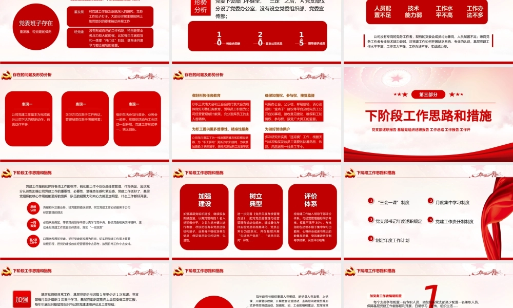 2022年中基层党建党政工作总结汇报PPT红色精品党政机关党建年中工作总结汇报专题党课课件.pptx