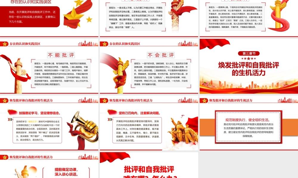 2022批评和自我批评难在哪怎么办PPT红色精美风党员干部学习教育专题党课党建课件模板.pptx