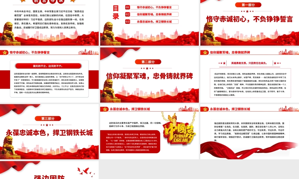 2022强边固防PPT简洁大气强化使命担当发扬优良传统加强练兵备战忠诚履行好卫国戍边职责部队党课课件.pptx
