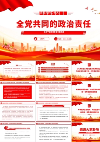 2022全党共同的政治责任PPT红色精美风党员干部学习教育专题党课党建课件.pptx