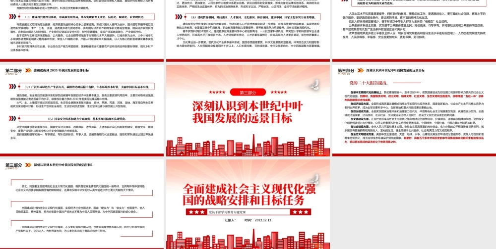 2022全面建成社会主义现代化强国的战略安排和目标任务PPT红色精美风党员干部学习教育专题党课党建课件.pptx