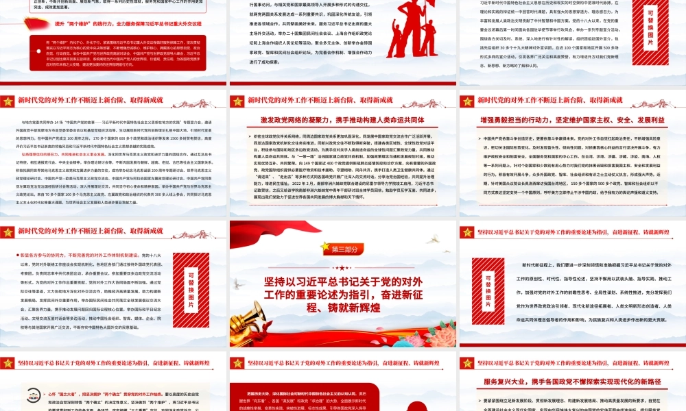 2022推动新时代党的对外工作高质量发展PPT红色精美风党员干部学习教育专题党课党建课件.pptx