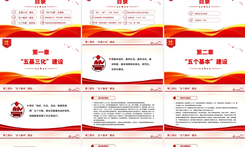 2022五基三化PPT红色简洁基层党建五基三化建设应知应会党员学习教育专题课件.pptx