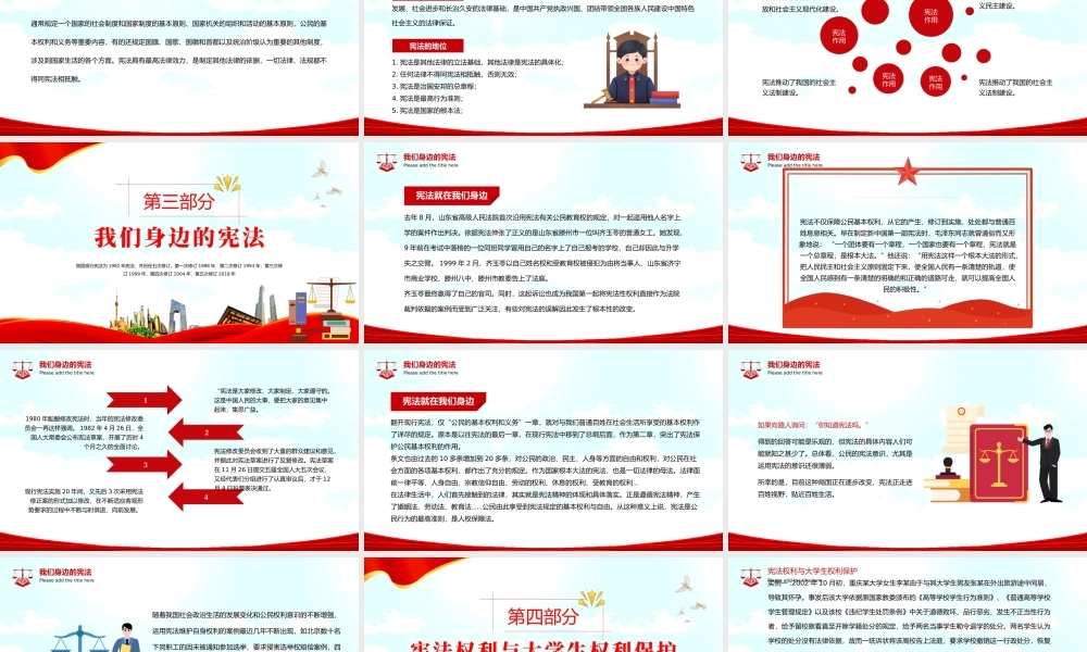 2022宪法就在身边PPT党政风全面普及法律知识提高自我保护意识主题课件模板.pptx
