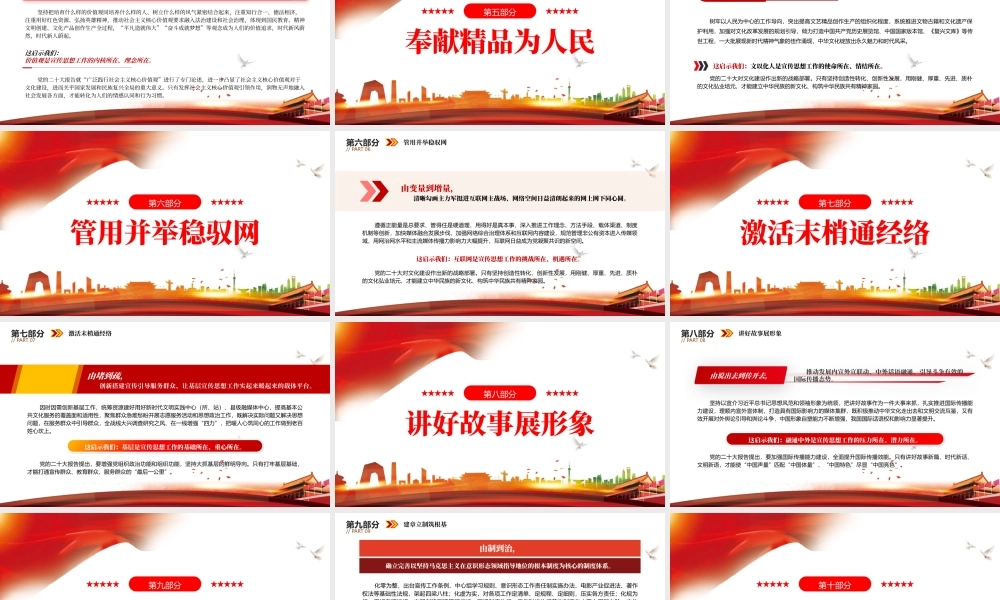 2022新时代十年党的宣传思想工作十大成就和变革PPT红色精美风党员干部学习教育专题党课党建课件.pptx