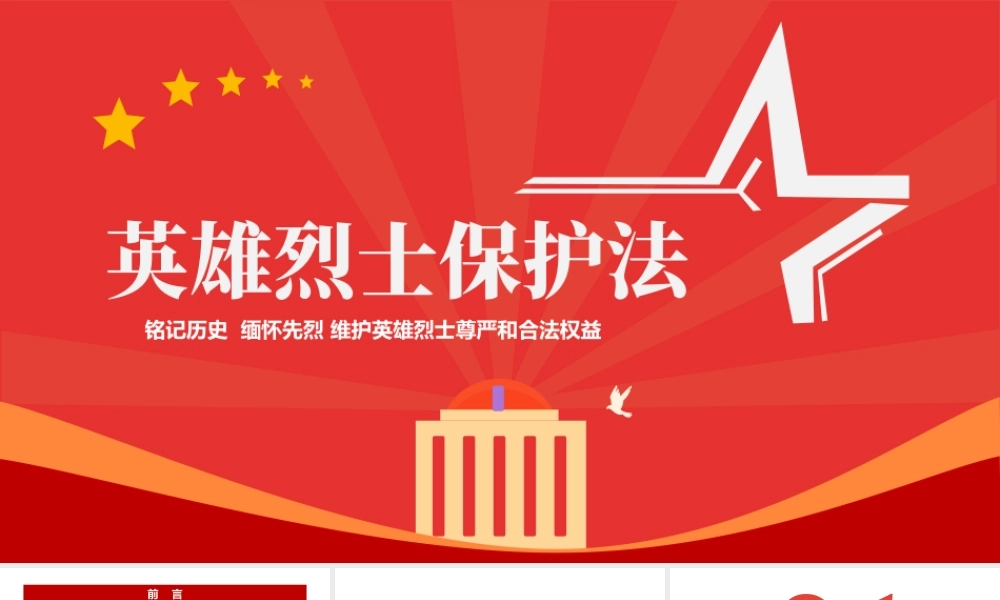 2022英雄烈士保护法PPT红色党政风烈士纪念日党课课件模板.pptx