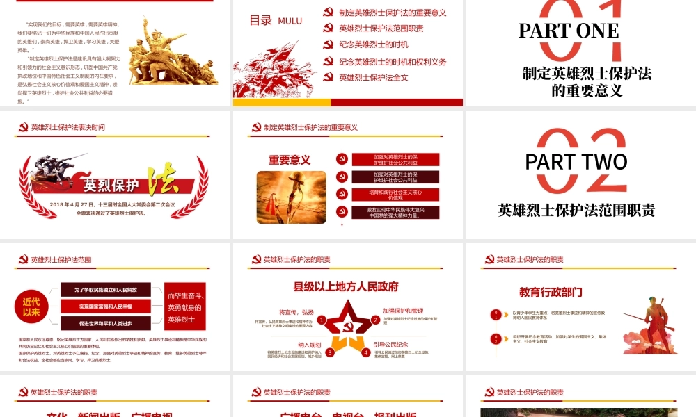 2022英雄烈士保护法PPT红色党政风烈士纪念日党课课件模板.pptx