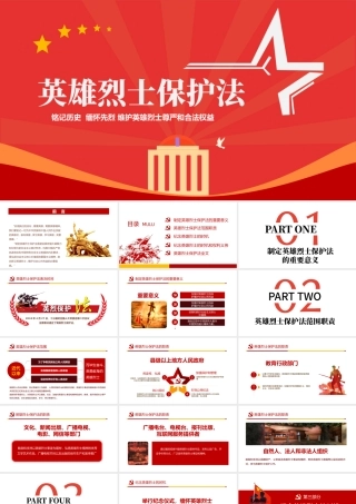 2022英雄烈士保护法PPT红色党政风烈士纪念日党课课件模板.pptx