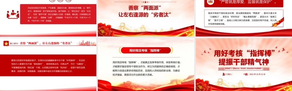 2022用好考核指挥棒提振干部精气神PPT大气党建风党员干部学习教育专题党课党建课件模板.pptx